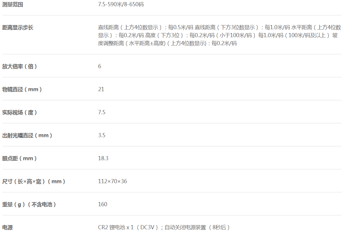 尼康COOLSHOT 40i參數